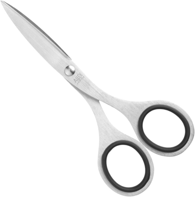 ALLEX\アレックス Japanese Office Scissors for Desk, Small 5.3" All Purpose Scissors, Made in JAPAN, All Metal Sharp Japanese Stainless Steel Blade with Non-Slip Soft Ring, Black - Image 1